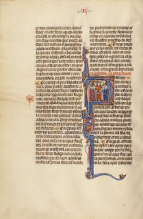 Initial A: A Judge Speaking to Two Groups; Vidal Mayor, about 1290-1310. Creator: Unknown.