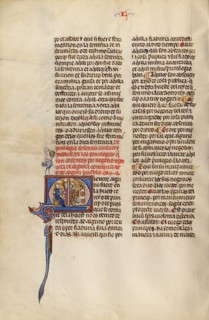 Initial M: A Judge and an Attorney and A Horseman before a Tent Decorated..., about 1290-1310. Creator: Unknown.