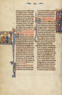 Initial S: The Delivery of Tithes: Initial E: The Delivery of Pledges and The..., about 1290-1310. Creator: Unknown.