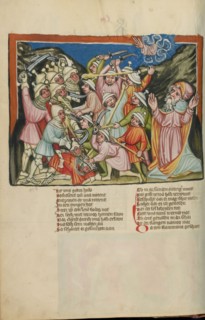 The Defeat of the Amorites; Weltchronik, about 1400-1410. Creator: Unknown.