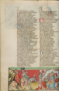 Balaam Blessing the People of Israel; Weltchronik, about 1400-1410. Creator: Unknown.