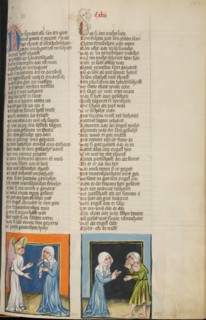 An Angel Appearing to Manoah's Wife: The Woman Telling Manoah about the..., about 1400-10. Creator: Unknown.
