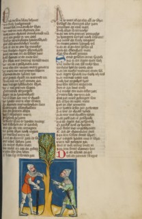 Jonathan Disobeying the Prohibition to Eat; Weltchronik, about 1400-1410. Creator: Unknown.