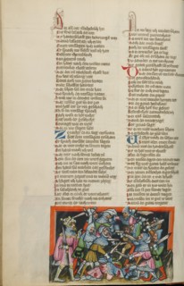 The Defeat of the Philistines; Weltchronik, about 1400-1410. Creator: Unknown.