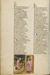 David and Bathsheba; Weltchronik, about 1400-1410. Creator: Unknown.