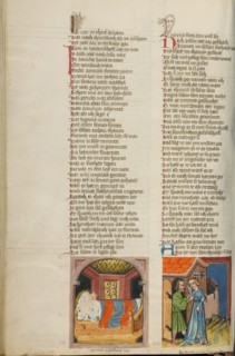 Amnon Raping Tamar: Amnon Throwing Tamar Out of his House; Weltchronik, about 1400-1410. Creator: Unknown.