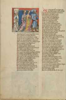 Lot's Wife Becomes a Pillar of Salt; Weltchronik, about 1400-1410. Creator: Unknown.