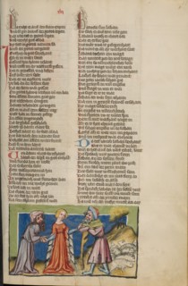 Jacob Choosing Rachel as his Wife; Weltchronik, about 1400-1410. Creator: Unknown.