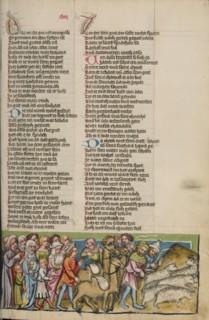 The Parting of Jacob and Laban; Weltchronik, about 1400-1410. Creator: Unknown.