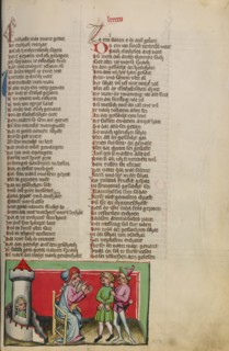 The Punishment of a Heretic; Weltchronik, about 1400-1410. Creator: Unknown.