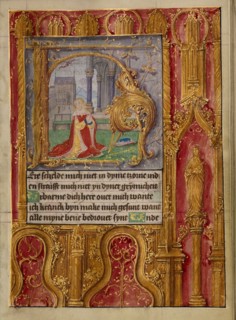 Initial H: David in Prayer; Book of Hours, about 1500. Creator: Workshop of Gerard Horenbout.