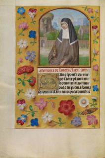 Saint Clara with a Monstrance; Spinola Hours, about 1510-1520. Creator: Workshop of Master of the First Prayer Book of Maximilian.