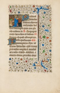 Saint Barnabas Reading from a Book; Book of Hours, about 1440-1450. Creator: Workshop of the Bedford Master.