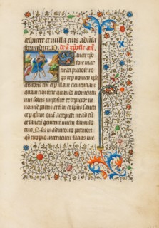 Saint Christopher Carrying the Christ Child; Book of Hours, about 1440-1450. Creator: Workshop of the Bedford Master.