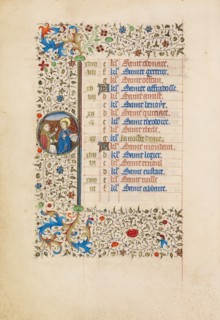 March Calendar Page: The Annunciation; Book of Hours, about 1440-1450. Creator: Workshop of the Bedford Master.