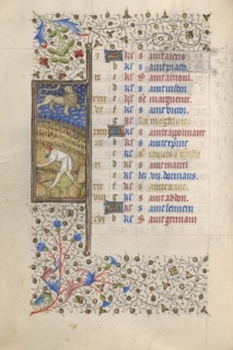 A Man Reaping; Book of Hours, about 1415-1420. Creator: Workshop of the Master of the Rohan Hours.