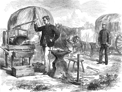 The Autumn Campaign: the forge, Army Service Corps., 1872. Creator: Unknown.