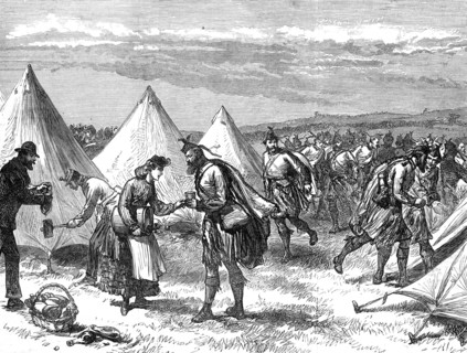 The Autumn Campaign: Arrival of Volunteers...the London Scottish breaking off to their tents, 1872. Creator: Unknown.