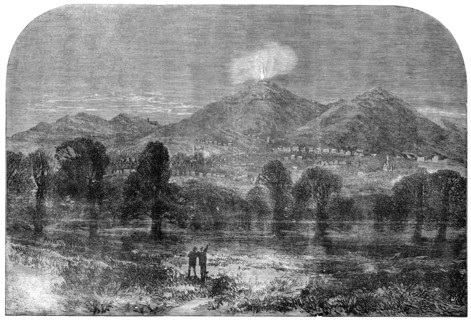 The Malvern Monster Beacon - sketched near Madresfield, 1856.  Creator: Unknown.