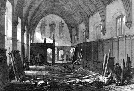 Demolition of the old dining-hall of the Inner Temple, 1869.  Creator: Unknown.
