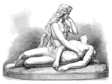 The Siren and the Drowned Leander, by J. Durham, A.R.A., exhibition of the Royal Academy, 1872. Creator: Unknown.