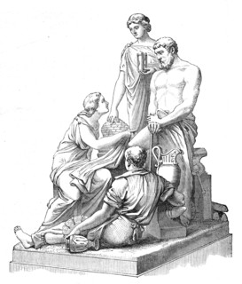 The Prince Consort National Memorial: "Manufacture", by H. Weekes, R.A., 1872. Creator: Unknown.