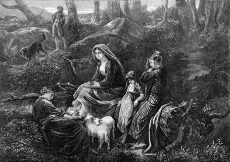 A Highland Pastoral, by P. R. Morris, in the exhibition of the Royal Academy, 1872. Creator: Unknown.