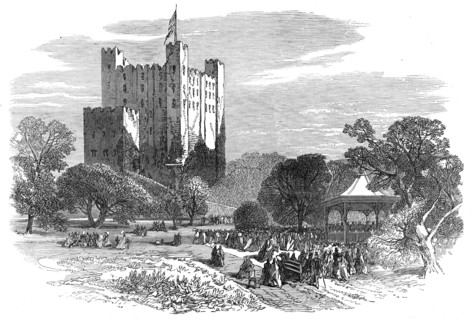 Rochester Castle and the new public gardens, 1872. Creator: Unknown.