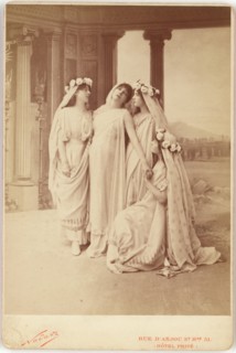 Sarah Bernhardt as Phedre in Racine's 'Phaedra', negative about 1874; print and mount 1880s. Creator: Nadar.