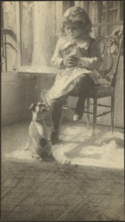 Portrait of a Girl and a Dog, about 1894-1914. Creator: Robert Demachy.