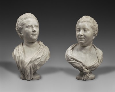 Busts of Two Sisters...Mme Brigitte François Elisabeth de Lansire...; Bust of Mme Adélaïde... 1750s. Creator: Jean-Baptiste Pigalle.