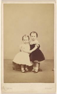 Two little girls embracing, 1865-1875. Creator: A. Crowe.