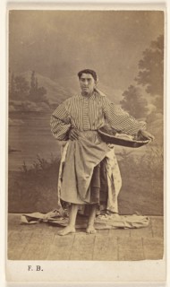 Genre portrait of an unidentified woman holding a basket, 1870-1875. Creator: Ferdinand Berillon.