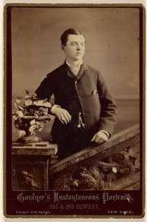 Unidentified well-dressed young man, standing, about 1880. Creator: Gardner.
