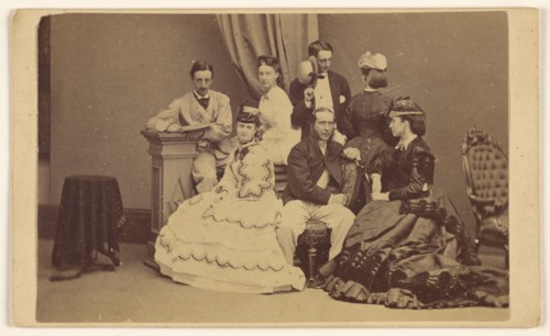 Portrait of an unidentified group: four women and three men, 1864-1866. Creator: George P. Critcherson.
