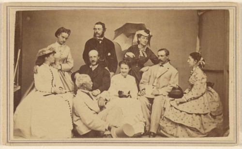 Group portrait of nine men and women, 1864-1866. Creator: H Wentworth.