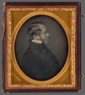 Profile portrait of a Man with Muttonchop Whiskers, about 1860. Creator: WL Germon.
