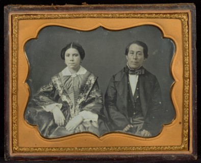 Portrait of a Seated Woman and Man, about 1850s. Creator: Unknown.