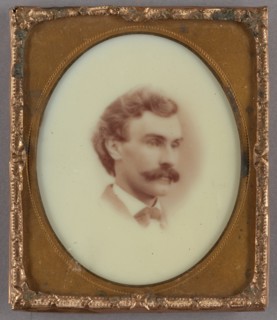 Vignetted Portrait of a Man with Moustache, about 1875. Creator: Unknown.