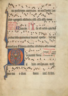 Initial Q: Saint John the Evangelist in a Vat of Boiling Oil; Antiphonal, about 1260-1270. Creator: Unknown.