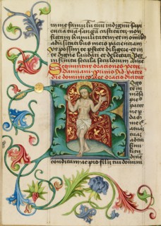 Initial R: The Man of Sorrows; Prayer Book, about 1470-1480. Creator: Workshop of Valentine Noh.