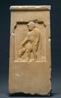 Grave Stele of Moschion with his Dog, about 375 BC. Creator: Unknown.