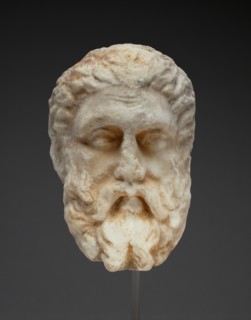 Head of a Bearded Man from a Funerary Monument, about 330 BC. Creator: Unknown.