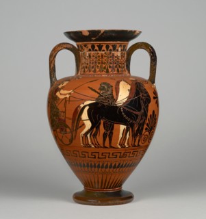 Attic Black-Figure Neck-Amphora, 530-520 BC. Creators: Bareiss Painter, Medea Group.