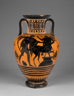 Attic Black-Figure Neck Amphora, about 480-470 or 460 BC. Creator: Group of Würzburg 221.