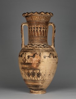 Funerary Amphora with Scenes of Mourning, 720-700 BC. Creator: Philadelphia Painter.
