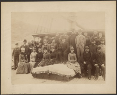 Group portrait on deck of S.S. Capella, about 1882-1889. Creator: Unknown.