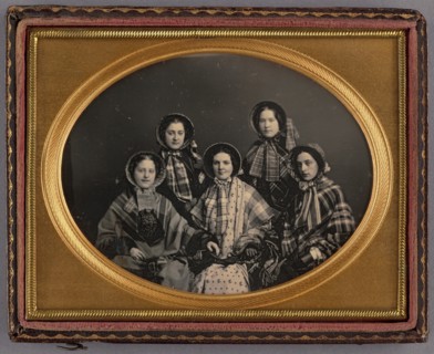 Portrait of Five Women in Bonnets, 1851. Creator: Unknown.