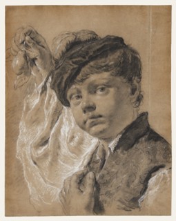 A Boy Holding a Pear (Giacomo Piazzetta?), about 1737. Creator: Giovanni Battista Piazzetta.