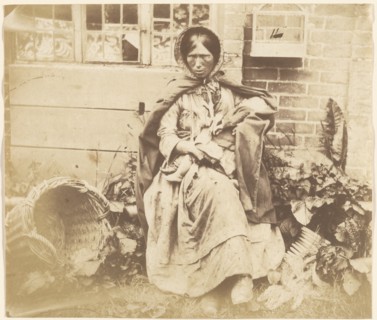 Old Woman with Baskets outside a House, about 1855-1865. Creator: John Whistler.